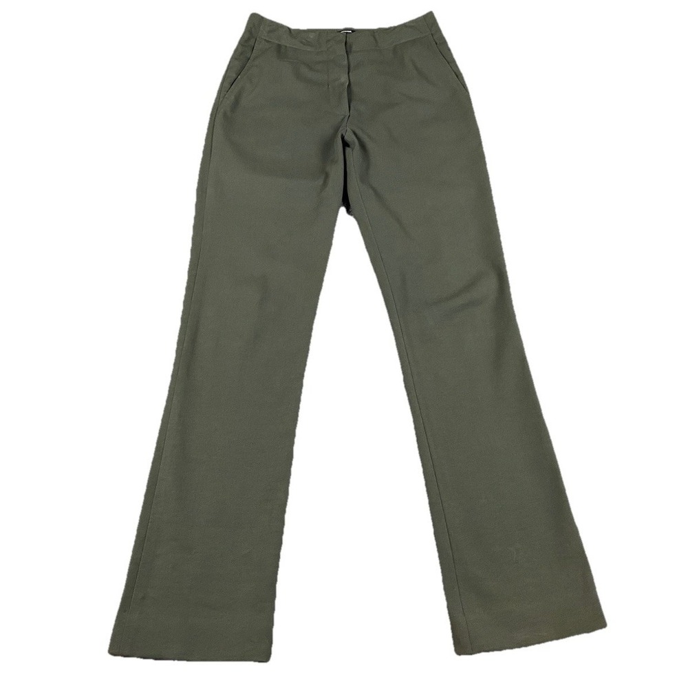 John Patrick Women's Dress Pants USA Cotton Lycra Sz 4 Pockets Front Zip Green*
